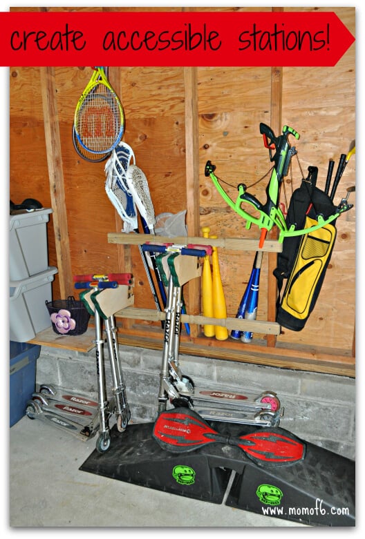 Summer garage fun stations- accessible stations- scooters, bats