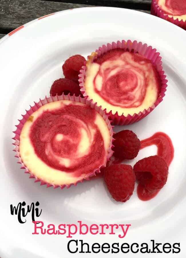 These yummy mini raspberry cheesecakes are a delicious creamy summer treat that can be consumed in just a few bites (that is- if you can stop yourself at just one!)