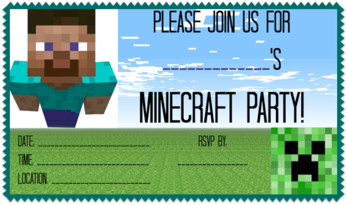 Minecraft Birthday Party Invitation Ideas