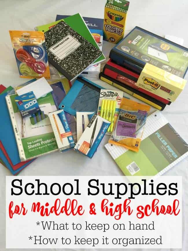 School Supply List for Jr High & High School