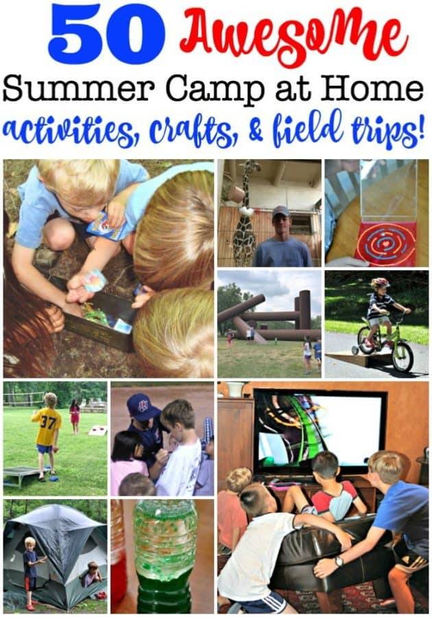 If you're thinking about ditching the high price of summer camp for your kids and doing your own DIY summer camp- awesome! Here are 50 fun summer activities, craft projects, backyard games, and field trips for you to plan your summer camp at home!