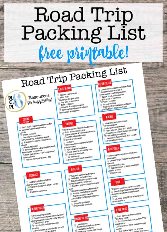 preparing for a road trip checklist